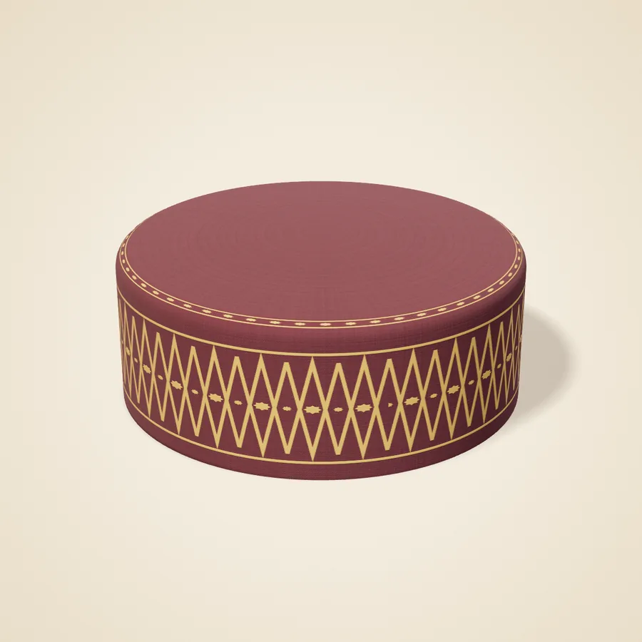 Embroidered velvet topi, maroon